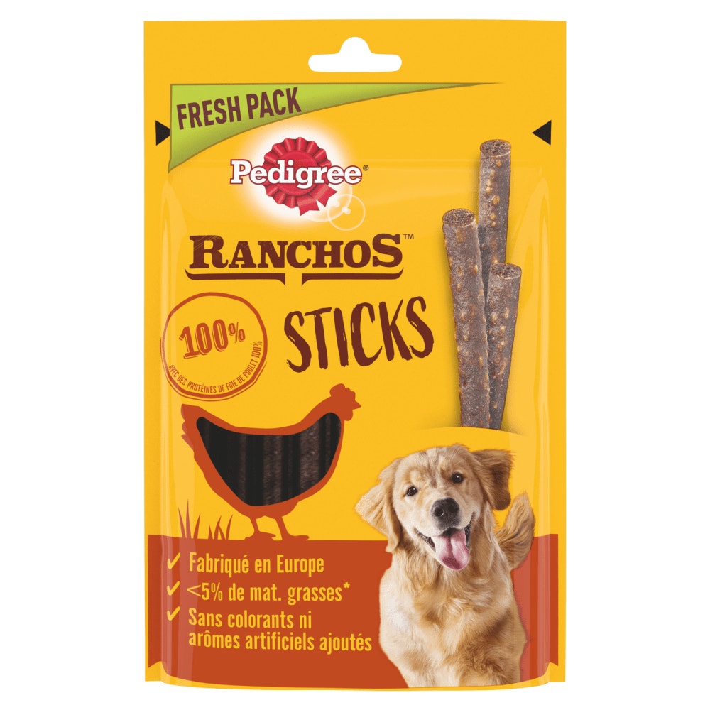 Pedigree® RANCHOS™ Sticks Bâtonnets Au Foie De Poulet Récompenses Pour Chien Adulte 60g