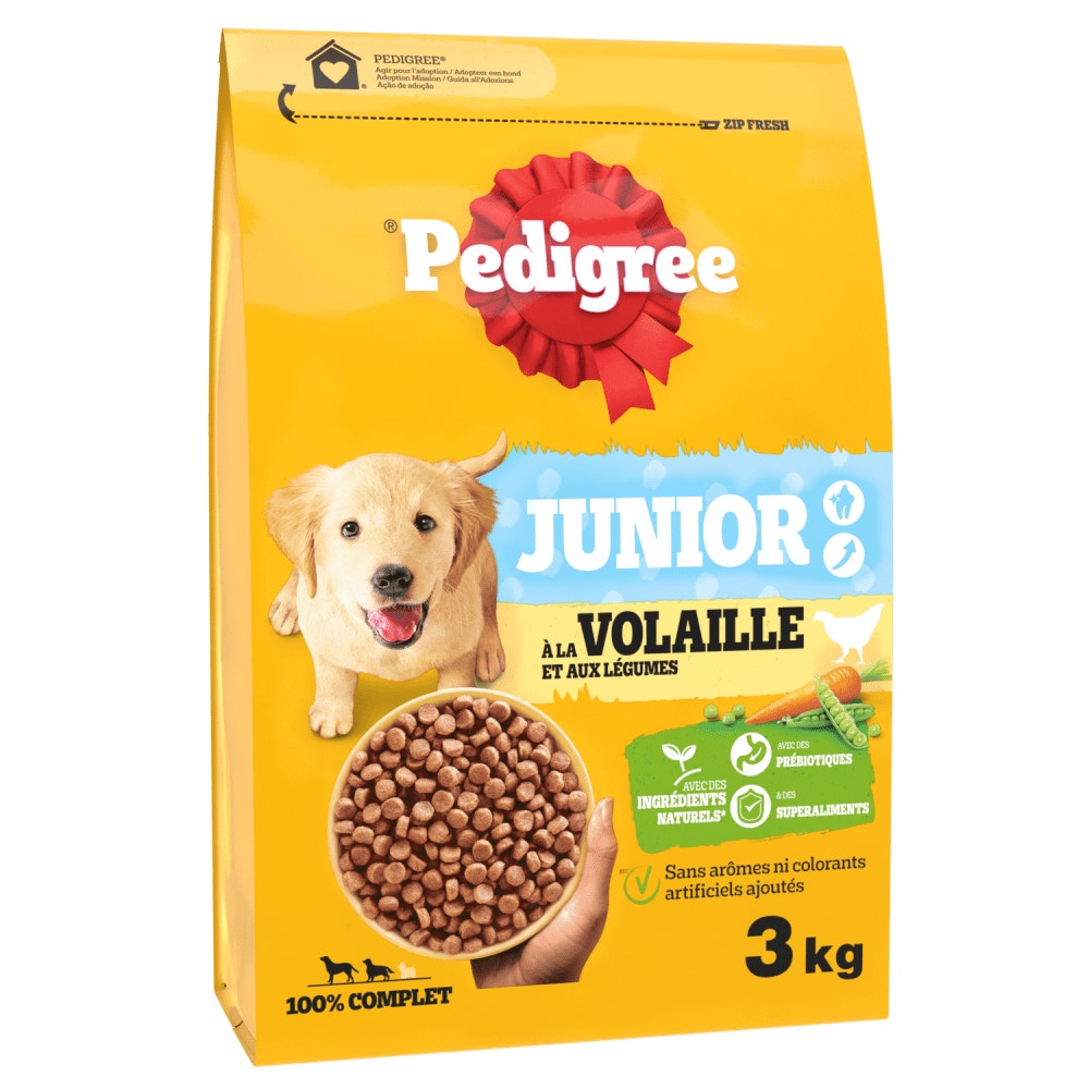 Pedigree® Croquettes À la Volaille et Aux Légumes Pour Chien Junior 3kg, 7kg