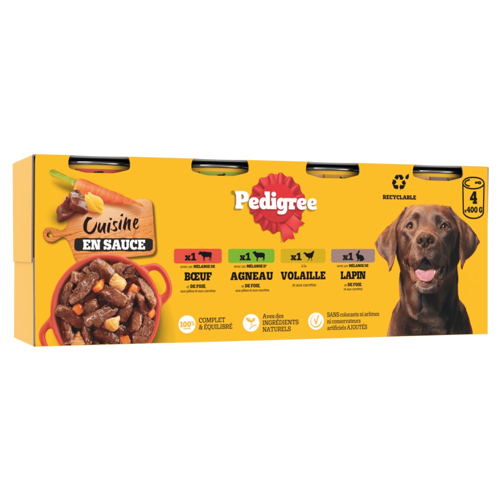 Pedigree® Boîtes Cuisine En Sauce 4 Variétés Pour Chien Adulte 4 x 400g