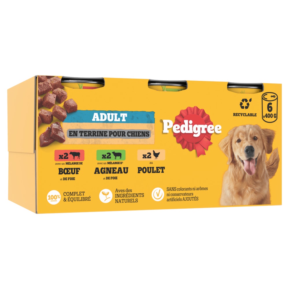 Pedigree® Boîtes En Terrine Pour Chien Adulte 3 Variétés 6 x 400g