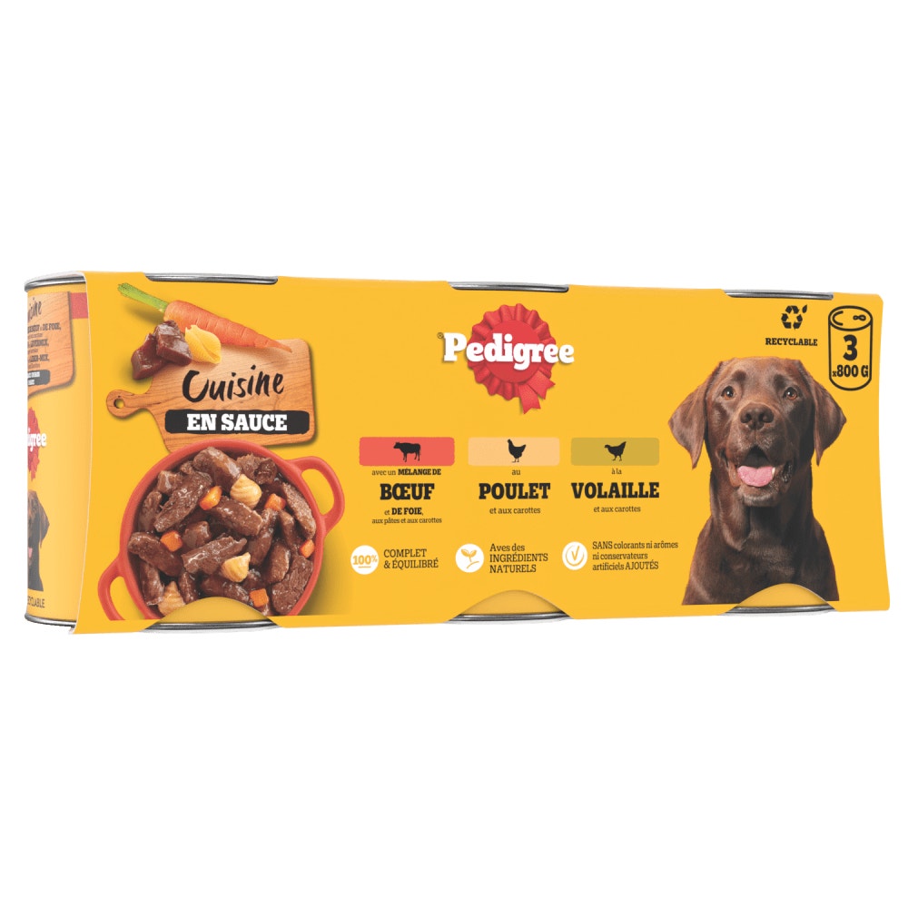 Pedigree® Cuisine Boîtes En Sauce Pour Chien Adulte 3 Variétés 3 x 800g & 6 x 400g