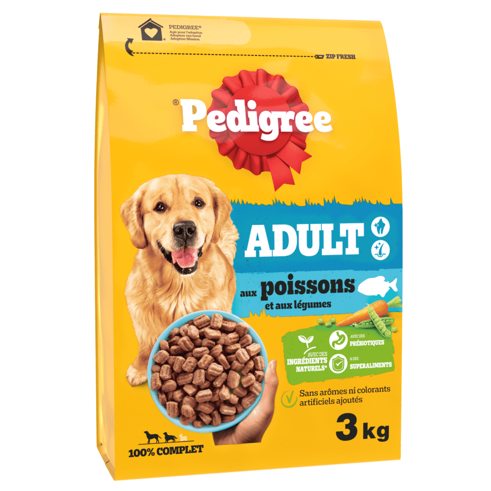 Pedigree® Croquettes Aux Poissons et Aux Légumes Pour Chien Adulte, 3kg