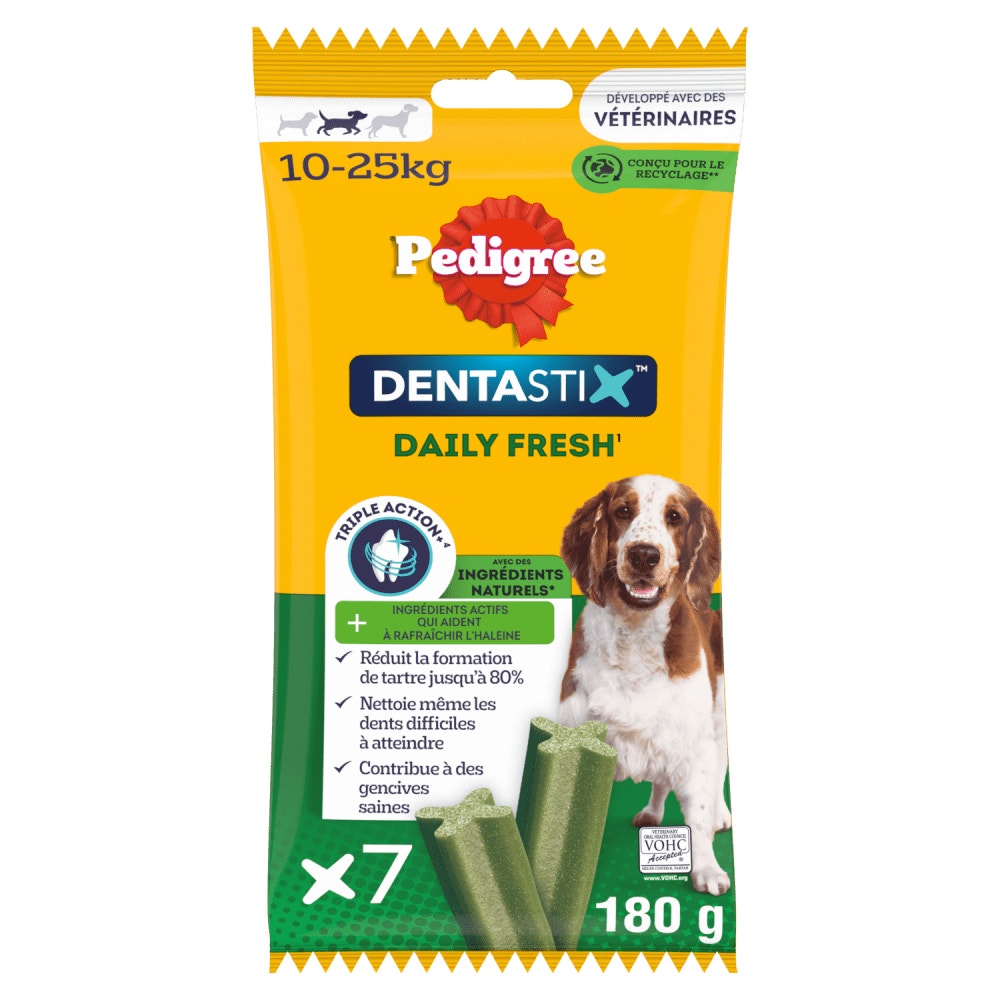 Pedigree® DENTASTIX™ Fresh Bâtonnets Hygiène Bucco-Dentaire Pour Moyen Chien 7 x 25,7g