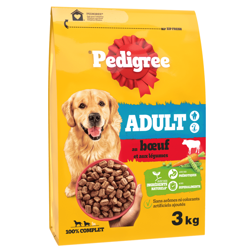 Pedigree® Croquettes Au Bœuf et Aux Légumes Pour Chien Adulte 3kg, 7kg, 12kg