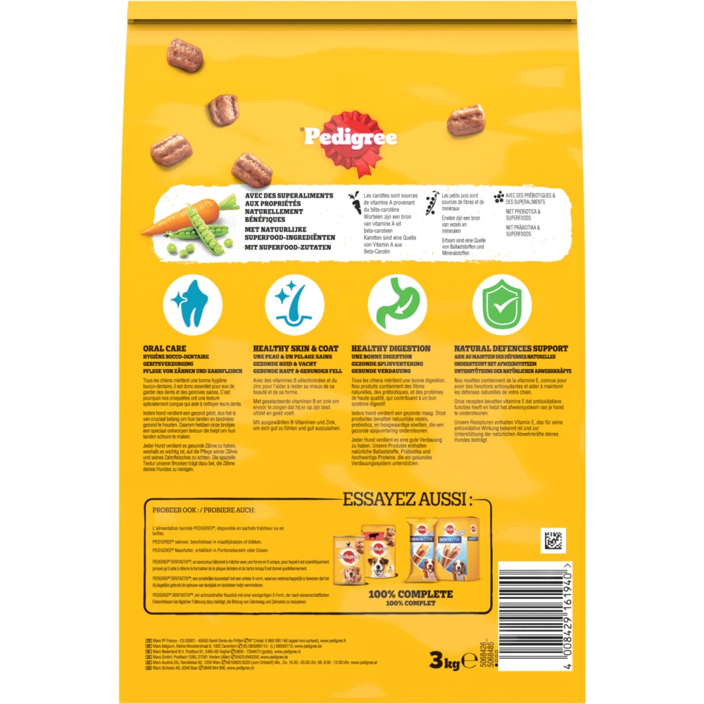 Pedigree® Croquettes À la Volaille et Aux Légumes Pour Chien Adulte 3kg, 7kg, 12kg