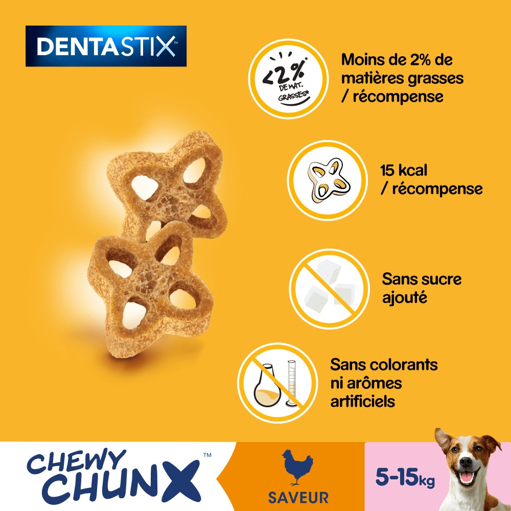 Pedigree® DENTASTIX™ Chewy Chunx Saveur Poulet Pour Chiens De 5 À 15kg, 68g