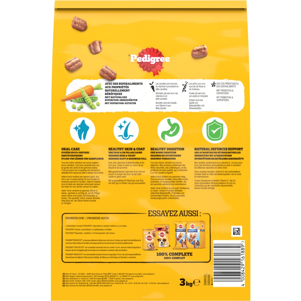 Pedigree® Croquettes Au Bœuf et Aux Légumes Pour Chien Adulte 3kg, 7kg, 12kg