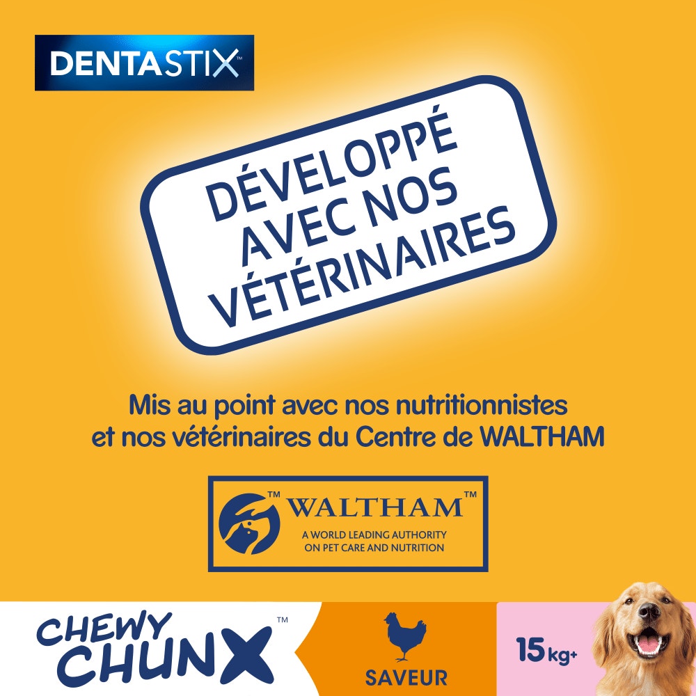 Pedigree® DENTASTIX™ Chewy Chunx Saveur Poulet Pour Chiens De 15kg Et Plus, 68g