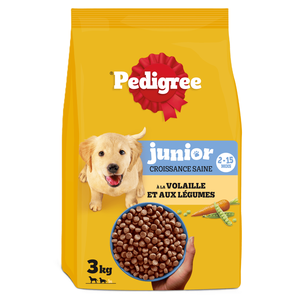 Pedigree® Croquettes À la Volaille et Aux Légumes Pour Chien Junior 3kg, 7kg