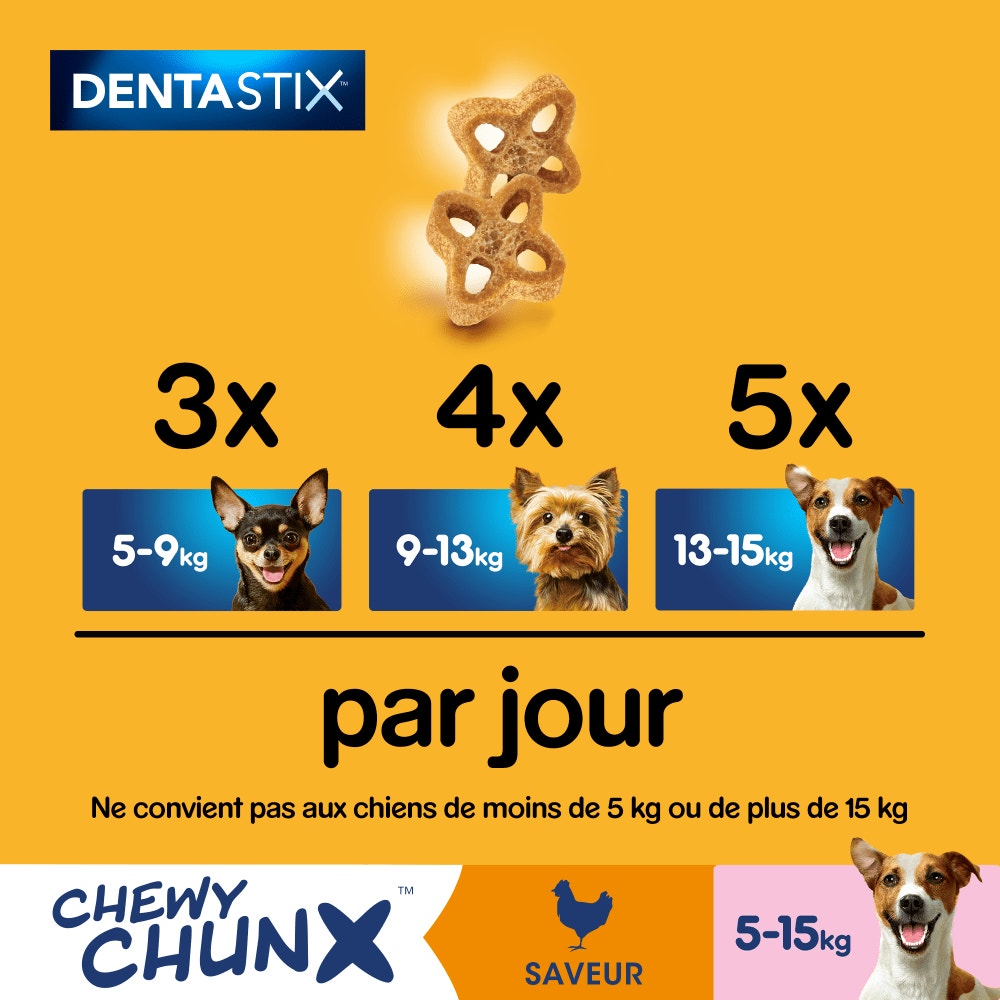 Pedigree® DENTASTIX™ Chewy Chunx Saveur Poulet Pour Chiens De 5 À 15kg, 68g