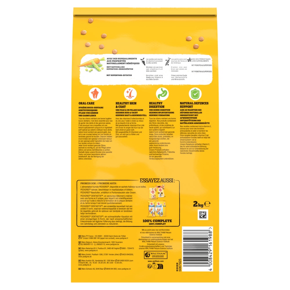 Pedigree® Croquettes À la Volaille et Aux Légumes Pour Petit Chien Adulte jusqu'à 10kg, 2kg