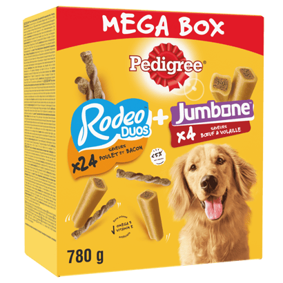 Mega Box Mix Récompenses RODEO™ DUO Et JUMBONE™ Pour Chien