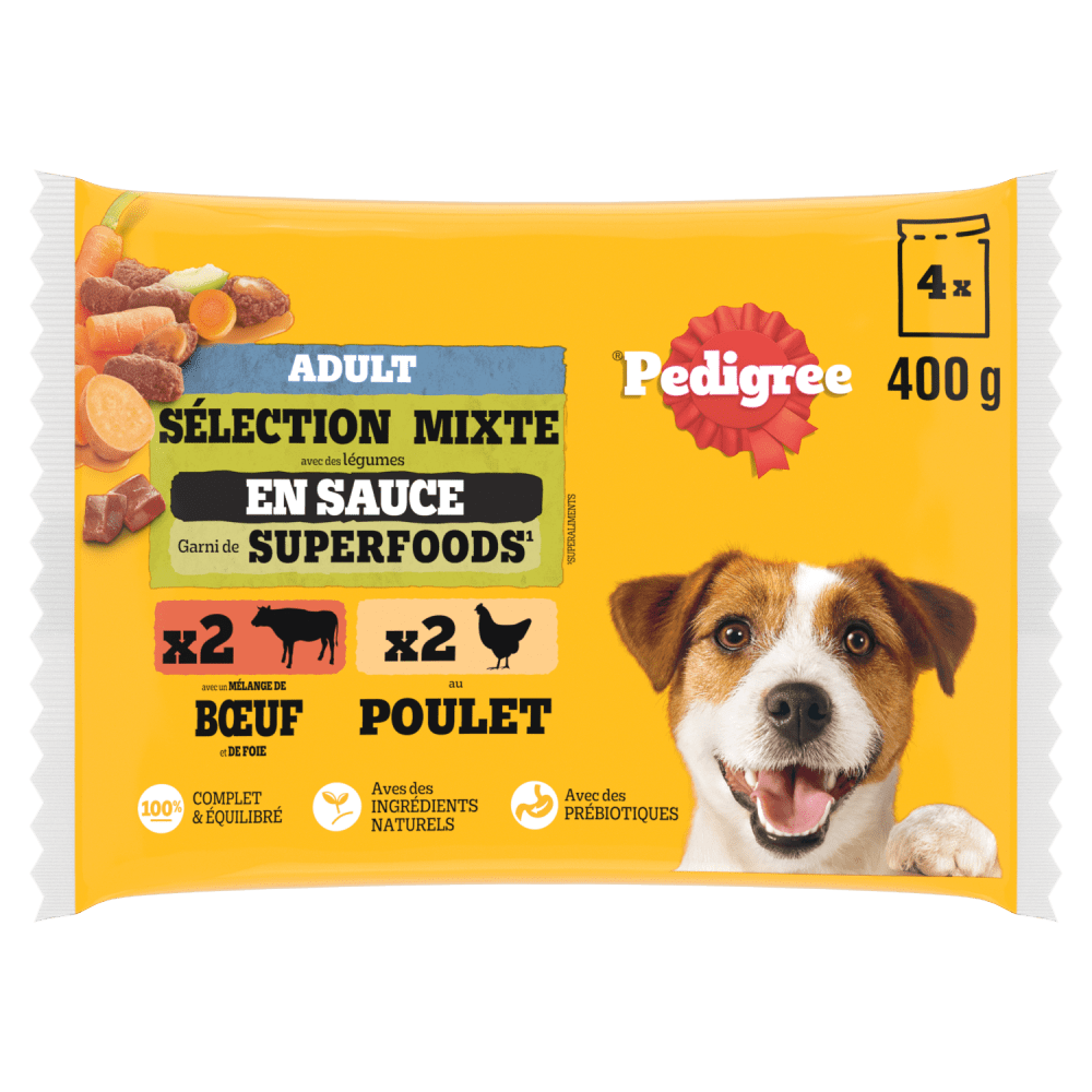 Sachets Fraîcheur En Sauce Poulet Duo Bœuf Foie Chien